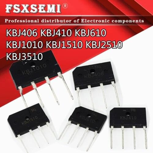 5pcs KBJ406 KBJ410 KBJ610 KBJ1010 KBJ1510 KBJ2510 KBJ3510 Brigde rectifier