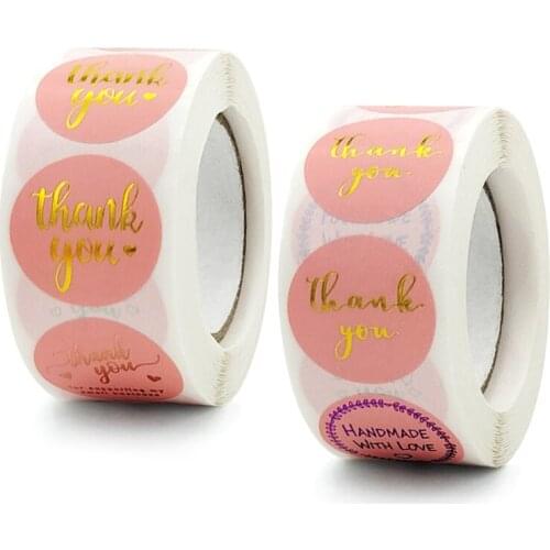 50 Stuks Ronde Roze Business Label Stickers Papier Leuke Dank U Stickers Voor Bakken Verpakking Seal Labels Briefpapier Stickers