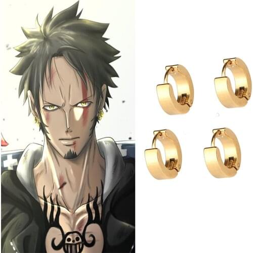 Anime Trafalgar Law Earrings серьги Men Stainless Steel Cosplay Earring Jewelry Custom Gift Male Earring Prop