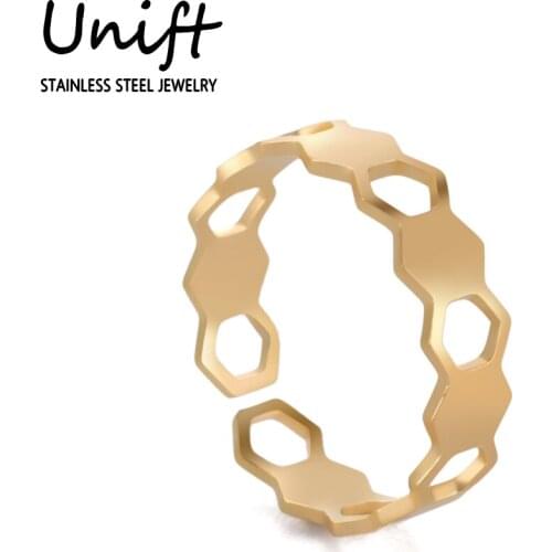 Unift Infinity Circulating Honeycomb Ring for Women Adjustable Elegant Engagement Ring Geometric Trendy Jewelry Gift Hexagon
