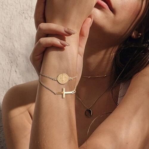 Silver Color/Gold Color Stainless Steel Catholic Saint Medals Bracelet Saint Benedict Medal Bracelet Pulceras De Acero Catolicas