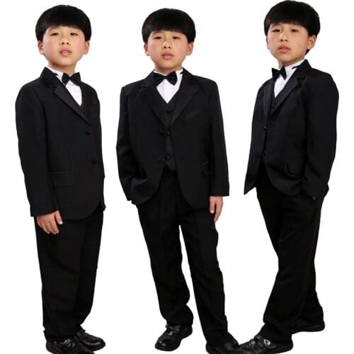 Brand Flowers Boys Handsome Formal Suit Wedding Birthday Dress Gentleman Kids Waistcoat Shirt Pant Bowtie Children Costume
