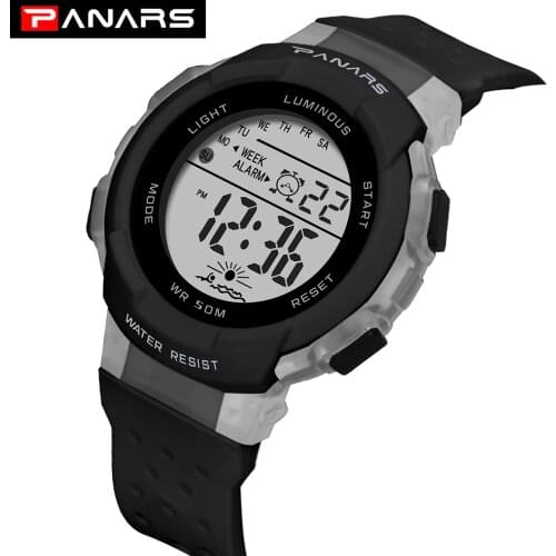 New Fashion Children Watches PANARS 5Bar Waterproof Week Date Students Boy Girl Sports Watch Black Electronic Kids Watch Clock