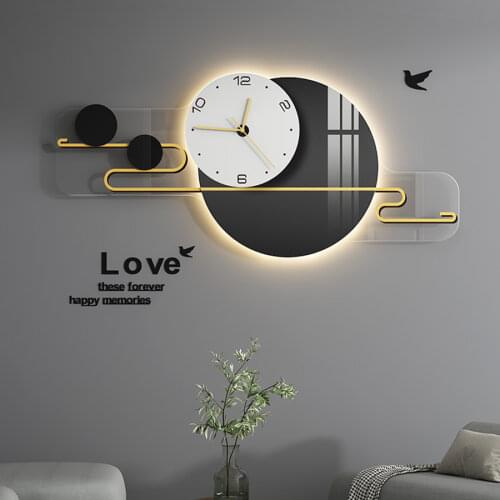 Gold Big Size Wall Clock Display Luminous Silent Living Room Wall Clock Numbers Digital Relogio De Parede Home Decor DL60WC