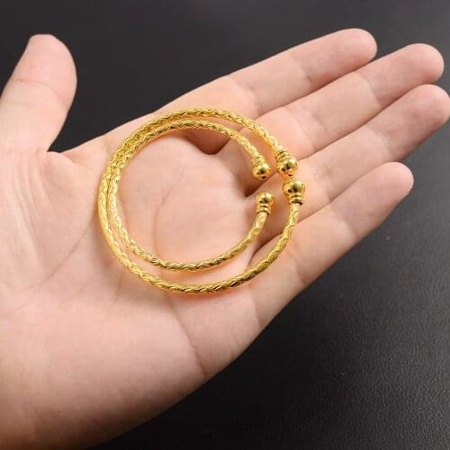 Dubai india women girls mother kids cuff Bangle Bracelet for adult african men Bairn Jewelry mideast Arab charms shinning Gift