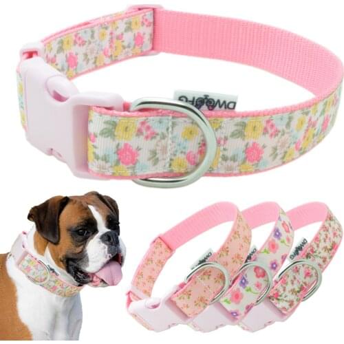 DWOOFG Easter Egg Bunny Dog Collar Personalized Pet Collar Adjustable Collar for Medium Large Dogs Pitbull Nylon Collar