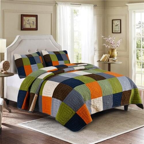 Cotton Bedspread Patchwork Quilt Set 3pcs Coverlets Washing Quilts For Bed Cover Pillow Shams King Queen Size Summer Blanket
