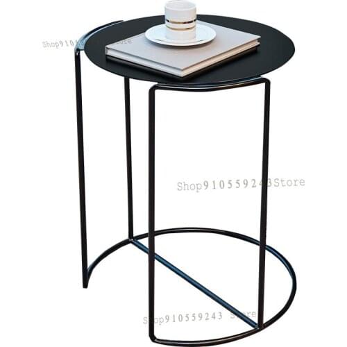 Italian Minimalist Sofa Side Table Simple Modern Nordic Ins Side Table Light Luxury Creative Iron Art Small Coffee Table Round C