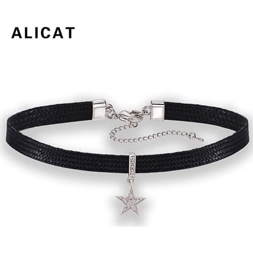 Star Chocker Necklaces Crystal Sparkling Rhinstone Star Black Rope Clavicle Short Neck Jewelry Necklace Collar Women Accessories