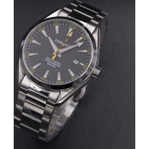 Fashion 41mm corgeut black dial sapphire glass sea-gull Automatic mens Watch