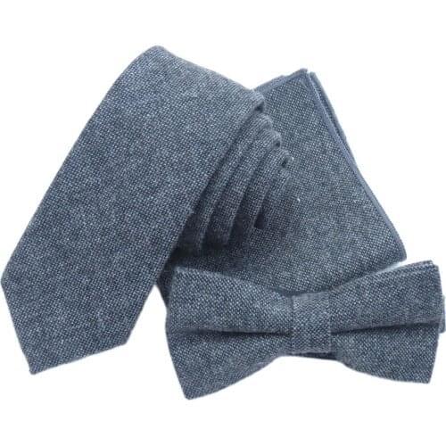 Male black narrow tie fashion wool 6cm tie mens Boutique Little Texture bow tie Matching pocket towel fashion slim gravata
