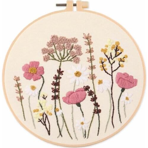 Plant Flower Embroidery Starter Kit Decor Embroidery Kit Landscape Embroidery Pattern Christmas Gift Craft Kit English Manual
