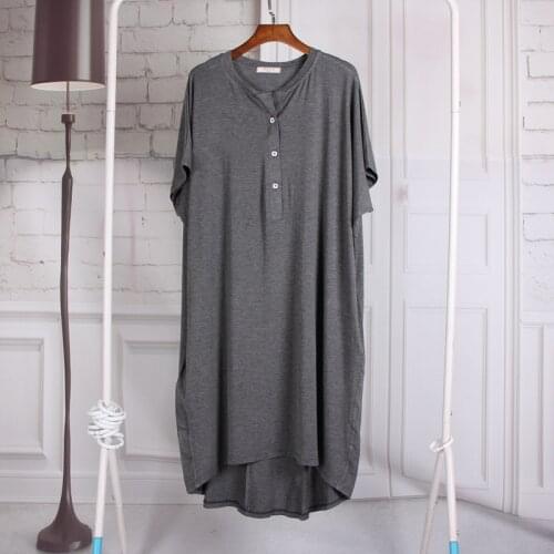 New Modal Plus Size Nightgowns Short Solid Sexy Sleepwear Round Neck Night Wear Women Night Dress Loose Pregnant Woman Skirt