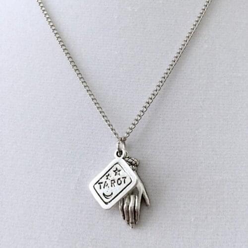 Tarot Necklace, Tarot Reader, Palmistry, Fortune Tellar, Palm Reader, Gothic Jewelry, Tarot Card Charm, Alternative Jewelry