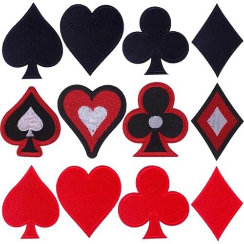 Poker Ace of Spades Patches Embroidery Fusible Patch For Clothing Bag Punk Cartoon patches Badges Applique On Clothes Stripes