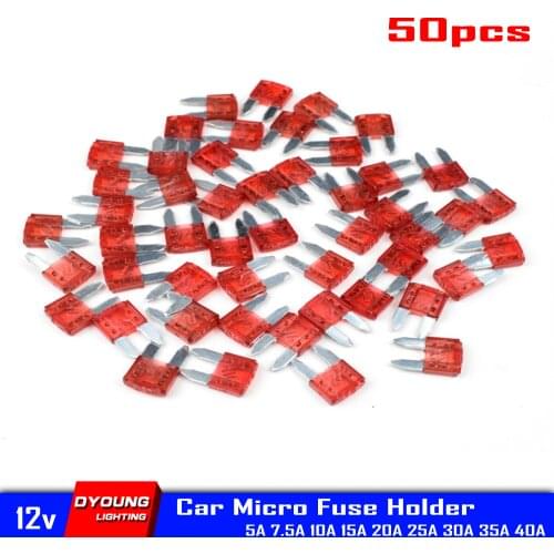 Blade Fuses For Car Mini Anl Fuse Holder 10 Amp 5A 7.5A 15A 20A 25A 30A 40A Automatic 12V Tester Standard Connector Dyoung 50Pcs