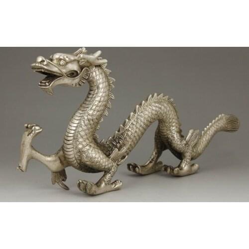 Details about CHINESE OLD BIG WHITE COPPER HANDWORK CARVING DRAGON STATUE