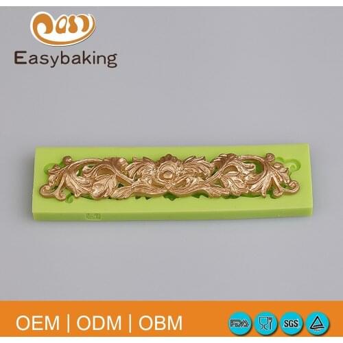 Popular Rectangle Silicone Lace Mold Baroque Style Cake Decorating Kit for Fondant Cake Border Moulds