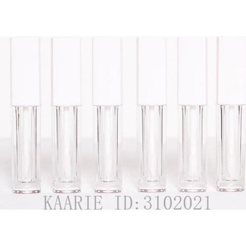 3ml 10/30/50pcs/lot Empty Clear Aquare Lip Gloss Tube,DIY Portable White Lid Cosmetic Bottle,Refillable Makeup Container Package