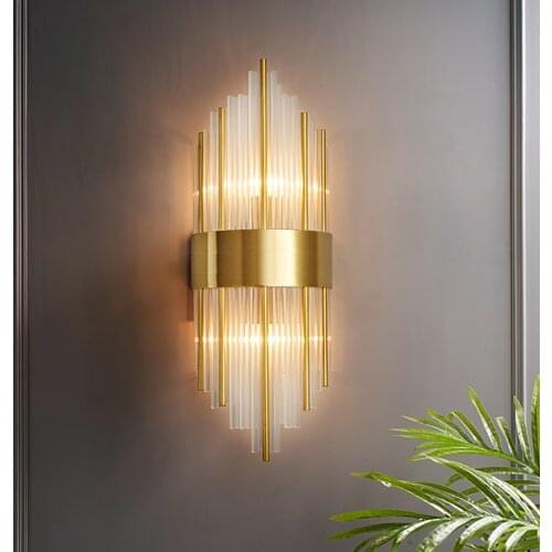 Luxury Stainless Steel Wall Sconce Light For Bedroom Lighting Modern Gold Crystal LED Bedside Wall Lamp