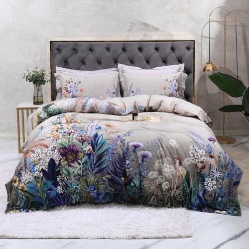 Luxury Europe 3D Digital Printing Pure Cotton Bedding Set King Queen Size Boho Duvet Cover Bed Sheet Pillowcase Home Textiles
