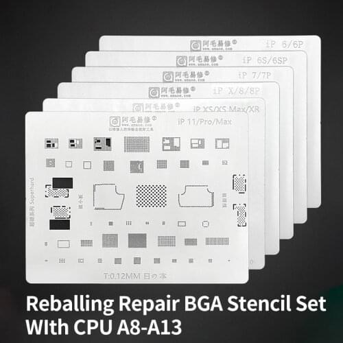 AMAOE CPU Soldering Reballing Repair BGA Stencil Template Multi-Purpose For iPhone 6S 7 8 Plus XR XS 11Pro Max A8 A9 A10 A11 A12