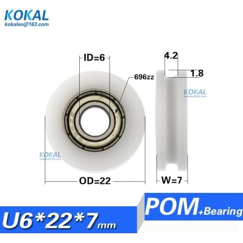 [U0622-7Z]Low noise 696zz bearing U groove roller wheel Pulley for currency count machine 6mm*22MM*7MM bearing roller