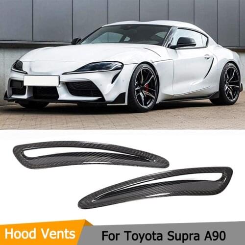 Car Hood Vents Trims for Toyota Supra A90 2019 2020 Dry Carbon Fiber Hood Vent Air Flow Intake Body Kits Factory Outlet