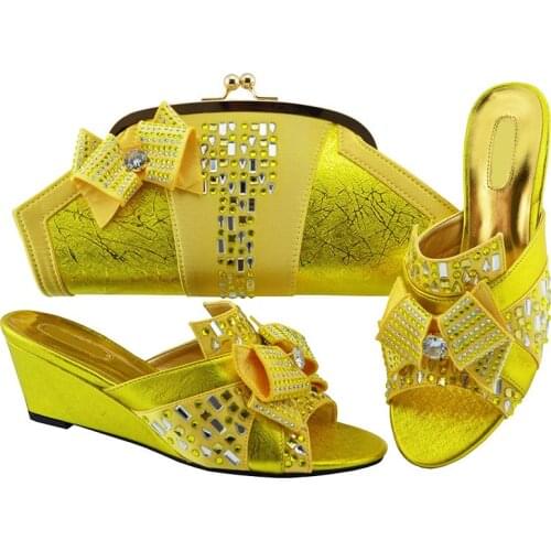 Wonderful magenta women shoes with bowtie and big crystal bag for dress african shoes match handbag set MM1072