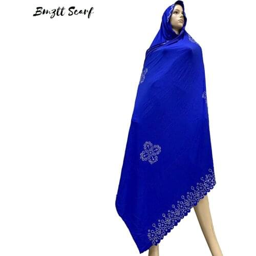 100% Soft Cotton Scarf KASHKHA Scarf for African Muslim Women Dubai Pray Big Shawls with rhinestones BF-105