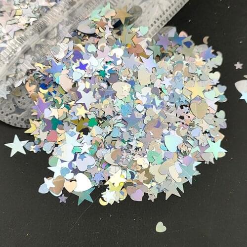 10g Ultrathin Mix Shapes Laser Sliver Sequins Nail Glitter Paillettes Eo-Friendly PET Sequin Nails art Manicure Decoration