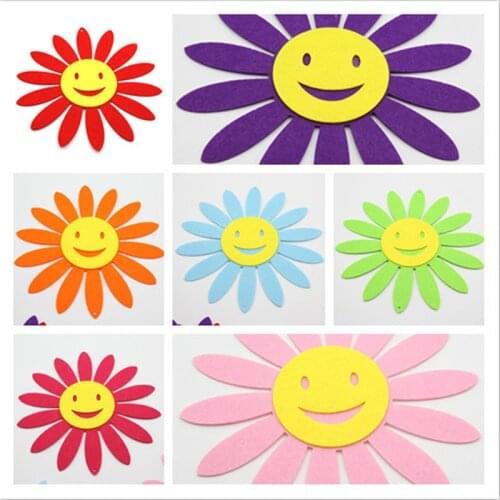 18cm Smile Face Sun Flower Felt Cloth Material DIY Decoration For Kids Home Decoration Children Roon Decoration High Quality
