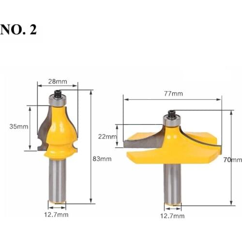 2pcs 12 12.7mm Shank Armrest Mill Handrail Router Bits Set Wavy Flute Tenon Milling Cutter for Wood Woodworking Cutters MC03046