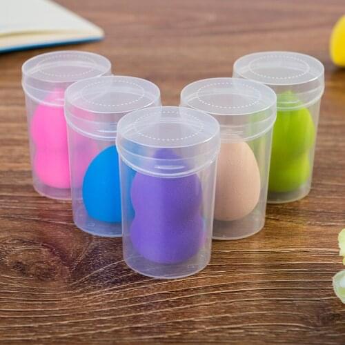 2pcs Plastic Makeup Sponge Powder Puff Holder Stand Storage Box Clear Makeup Organizer Portable Travel Cosmetic Egg Puff Case
