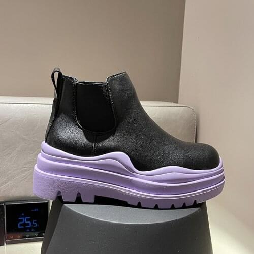 2021 Women Chelsea Designer Ankle Boots Winter Chunky Wedges Platform Short Boots Lady Pink Streetwear Booties Girl Winter Shoes