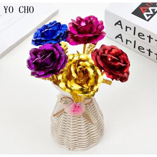 24K Plated Gold Rose Flower Artificial Flower 24K Foil Rose Galaxy Box Birthday Valentines Day New Year Creative Gift Roses
