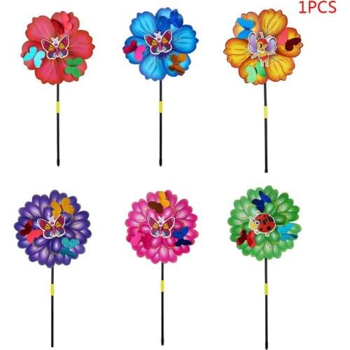 3D Butterfly Flower Windmill Colorful Wind Spinner Garden Yard Decor Kids Toys K1MF