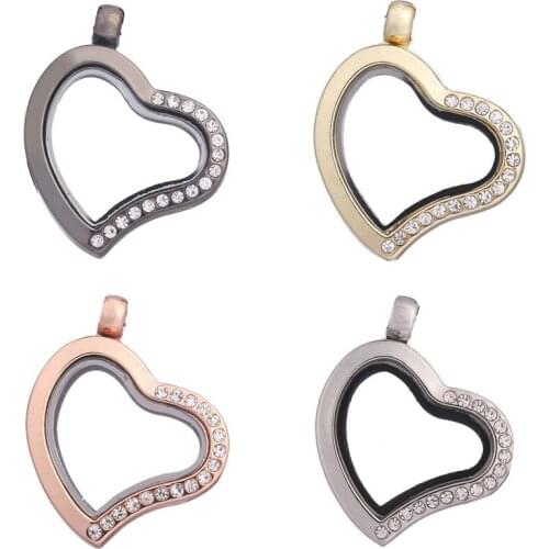 5Pcs/lot L15 Slide Heart Floating Glass Locket Pendant Making Essential Oil Aromatherapy Friend Gift Jewelry Wholesale