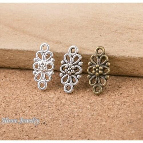 80pcs Vintage flower connector charm Fit earring Bracelets Necklace DIY Metal Jewelry Making D099