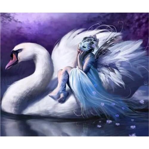 2021 New 5D DIY Full Round/Square Diamond Painting Swans Cross Stitch 3D Embroidery Rhinestone Mosaic Home Decor Art Y466