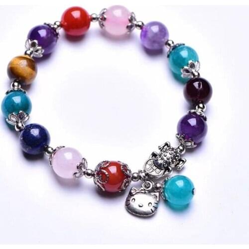 Bracelet 10mm Duobao Bangles rose Amethyst Tiger eye Bracelet Gift for Womens Fine Jewelry