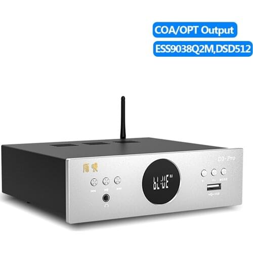 D3Pro HiFi Bluetooth 5.0 DAC USB/Coaxial/Optical,ESS9038Q2M Chip,DSD512 PCM768KHZ DAC Digital Turntable Headphone Amplifier