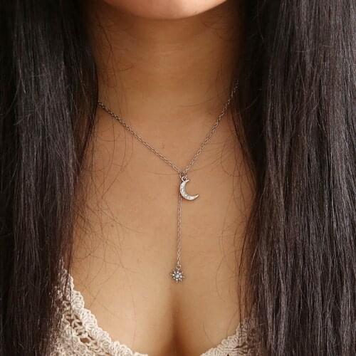 Bohemian Style Moon Star Chain Necklace For Women Creative Multi-layer Clavicle Pendant Necklace Ladies Fashion Wedding Jewelry