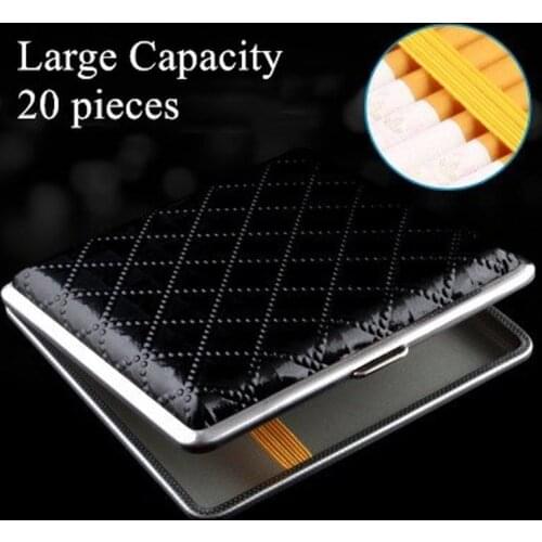 Black Pocket Leather Cigarette Case Smoke Holder Tobacco Storage Box Metal 20 Cigarette Gift for Men Women Cigarette Accessories