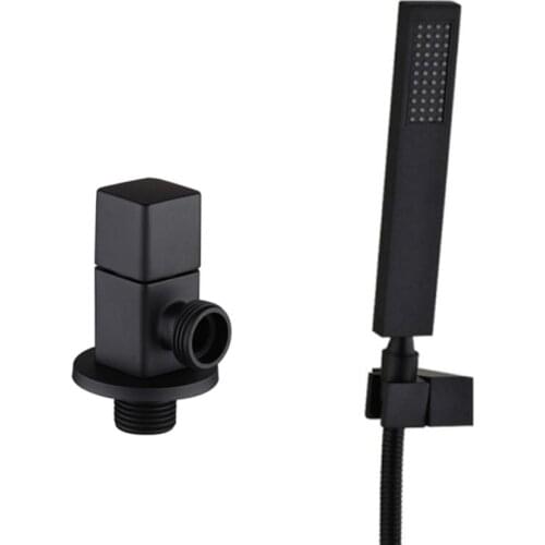 Black brass square Handheld Shower or bidet sprayer stainless Hose Connector Adjustable Wall Holder Matte Black Finish BL123