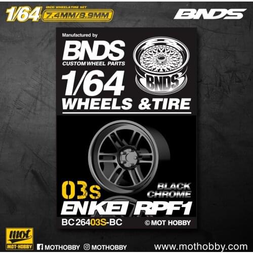 1SET BNDS 1:64 7.4MM/8.9MM Modified Wheels and Tires BC26403S