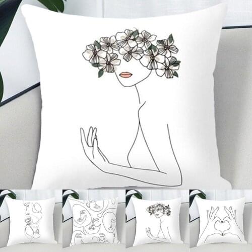 Square Portrait Cushion Pillow Covers Black And White Printing Home Pillowcase Pinky Swear Pillow Sofa Cushion Cover