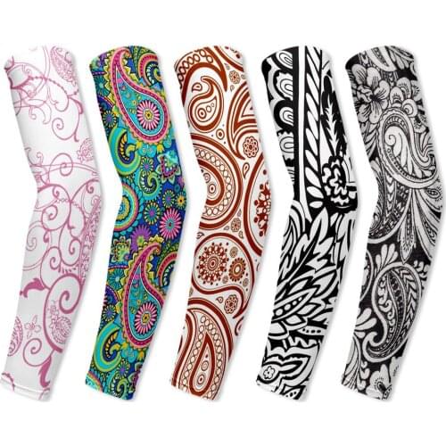 Paisley Print Summer Outdoor Sports Cooling Arm Sleeves Sun Protection Covers UV Protection Volleyball Bands
