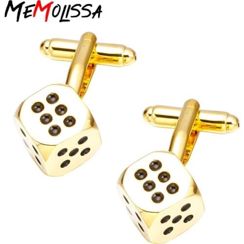 MeMolissa Luxury shirt Gold Dice cufflink for mens Brand cuff buttons cuff links High Quality abotoaduras Jewelry
