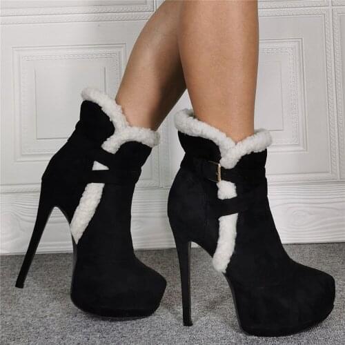 Fashion woman winter high heel platform ankle boots high heel snow platform boots real photo plus size cusotm make